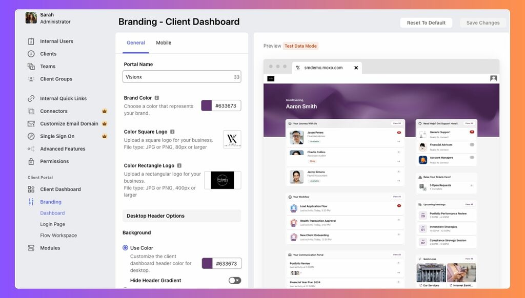 Moxo client portal
