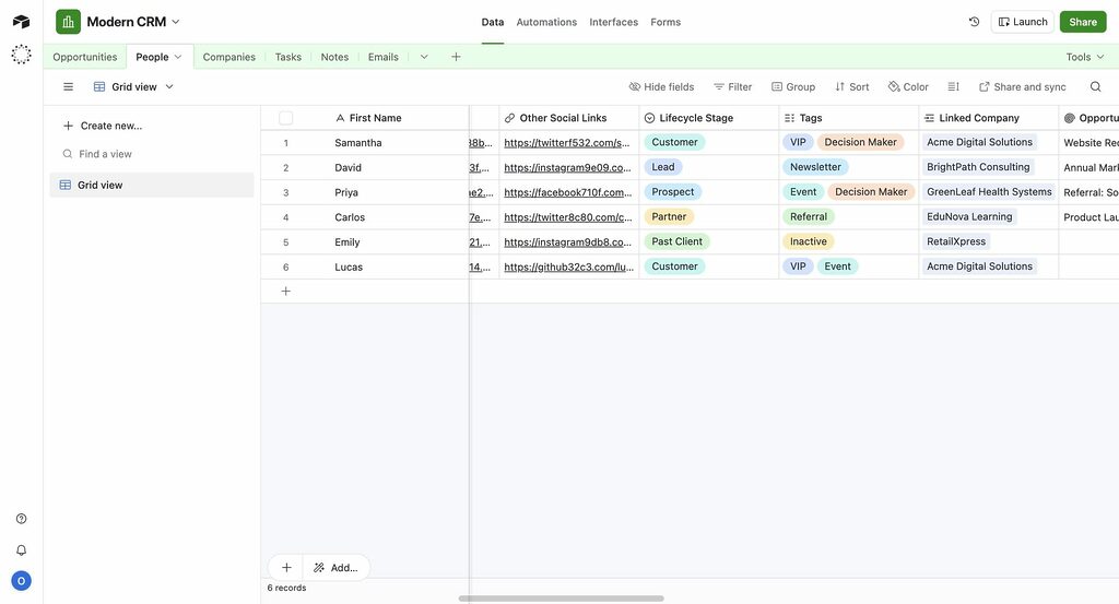 CRM in AIrtable